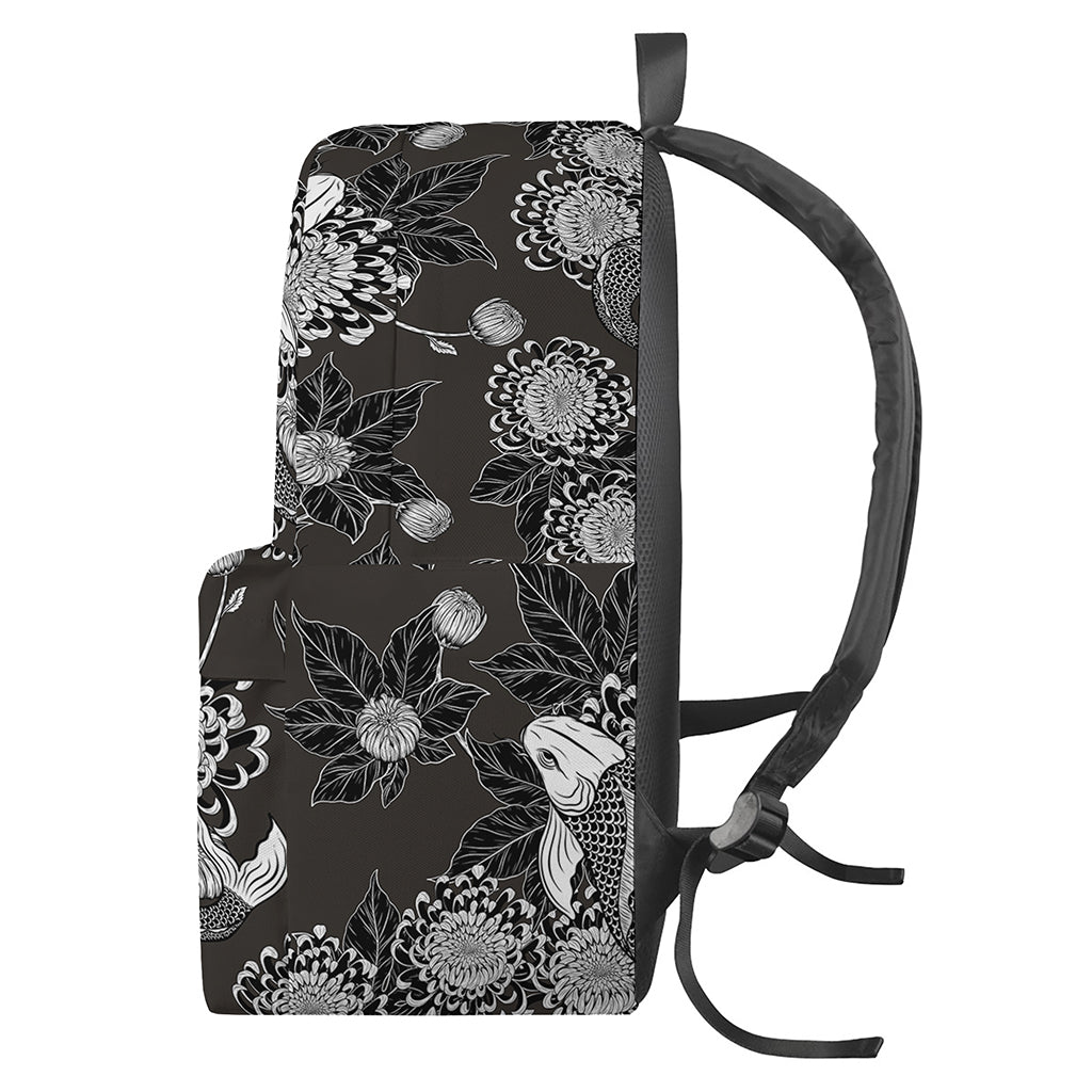 Koi Carp And Chrysanthemum Pattern Print Backpack