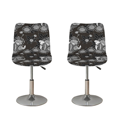 Koi Carp And Chrysanthemum Pattern Print Bar Stool Covers