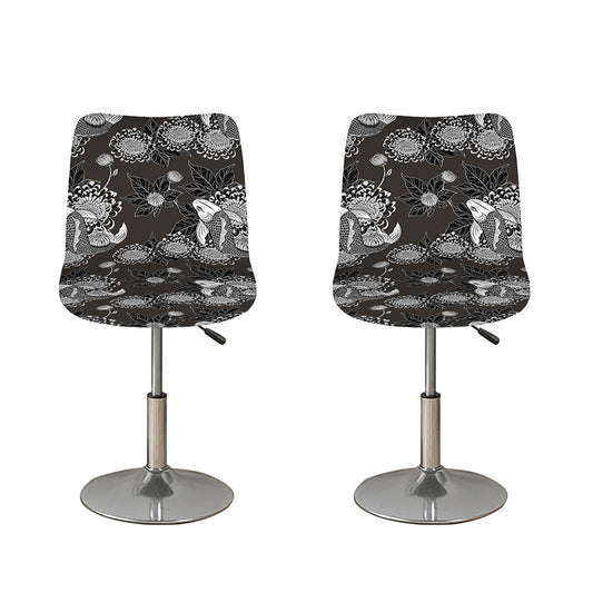 Koi Carp And Chrysanthemum Pattern Print Bar Stool Covers