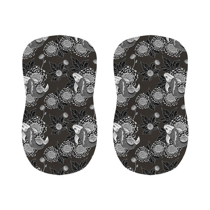 Koi Carp And Chrysanthemum Pattern Print Bar Stool Covers
