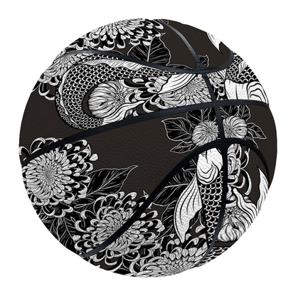 Koi Carp And Chrysanthemum Pattern Print Basketball