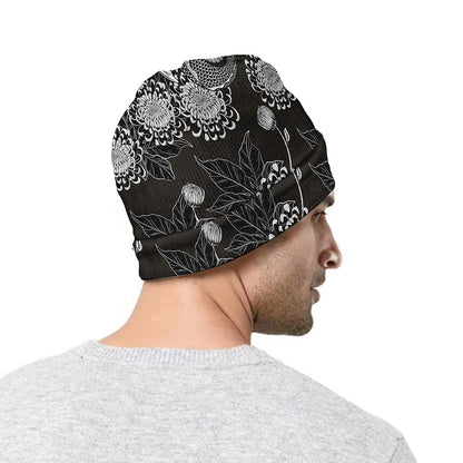 Koi Carp And Chrysanthemum Pattern Print Beanie