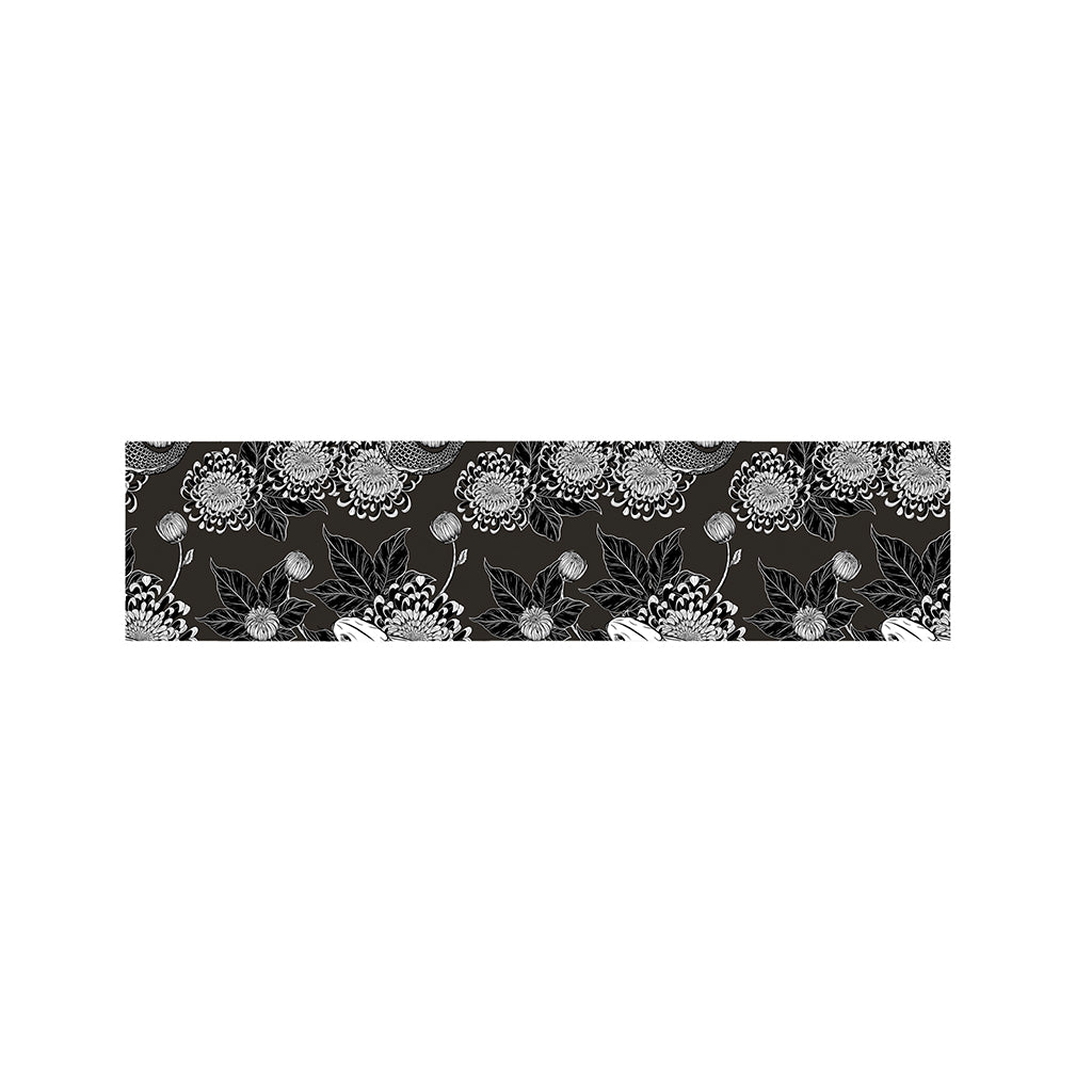 Koi Carp And Chrysanthemum Pattern Print Bed Runner