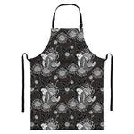 Koi Carp And Chrysanthemum Pattern Print Bib Apron With Pocket