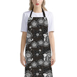 Koi Carp And Chrysanthemum Pattern Print Bib Apron With Pocket