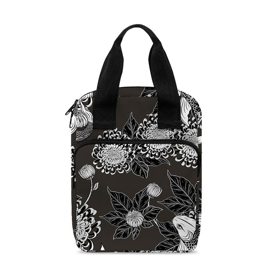 Koi Carp And Chrysanthemum Pattern Print Bible Tote Bag