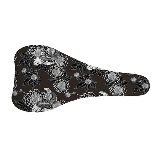 Koi Carp And Chrysanthemum Pattern Print Bicycle Seat Cover