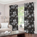 Koi Carp And Chrysanthemum Pattern Print Dimout Grommet Curtains