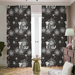 Koi Carp And Chrysanthemum Pattern Print Blackout Pencil Pleat Curtains