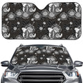 Koi Carp And Chrysanthemum Pattern Print Car Windshield Sun Shade