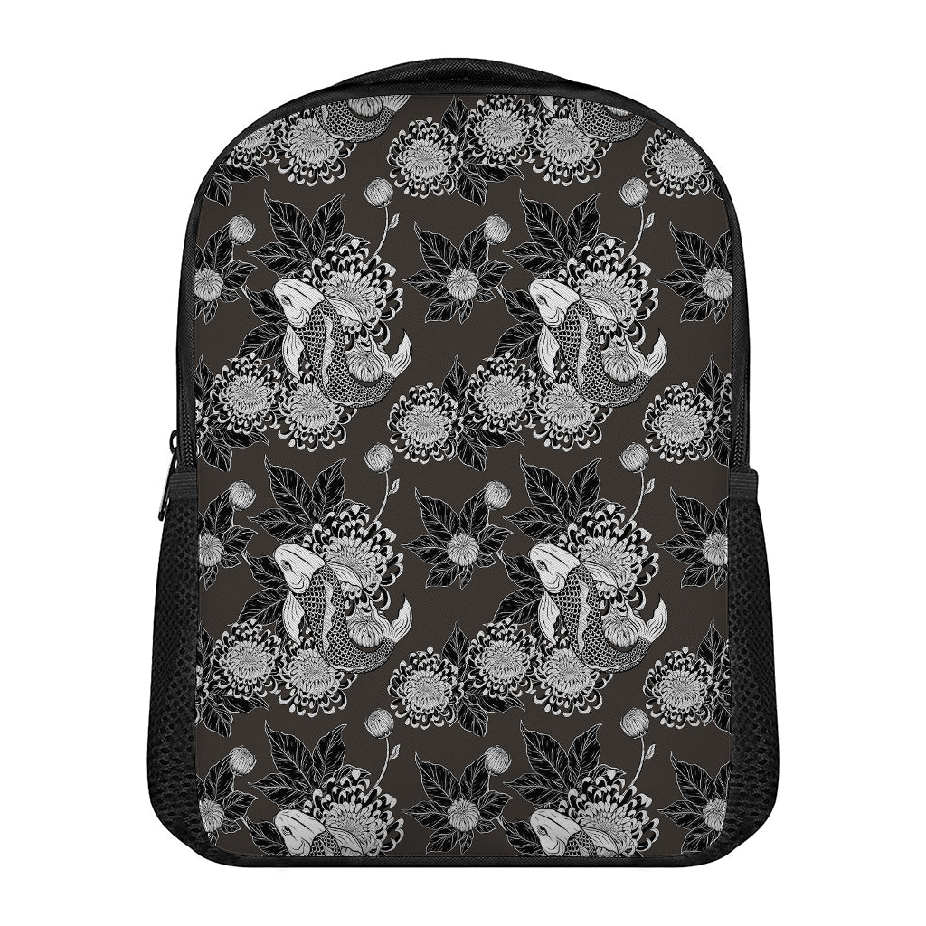 Koi Carp And Chrysanthemum Pattern Print Casual Backpack