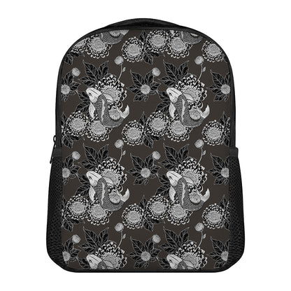 Koi Carp And Chrysanthemum Pattern Print Casual Backpack