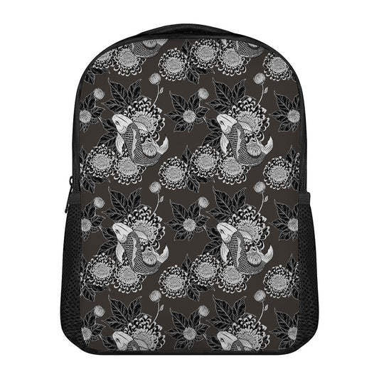 Koi Carp And Chrysanthemum Pattern Print Casual Backpack