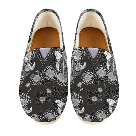 Koi Carp And Chrysanthemum Pattern Print Casual Shoes