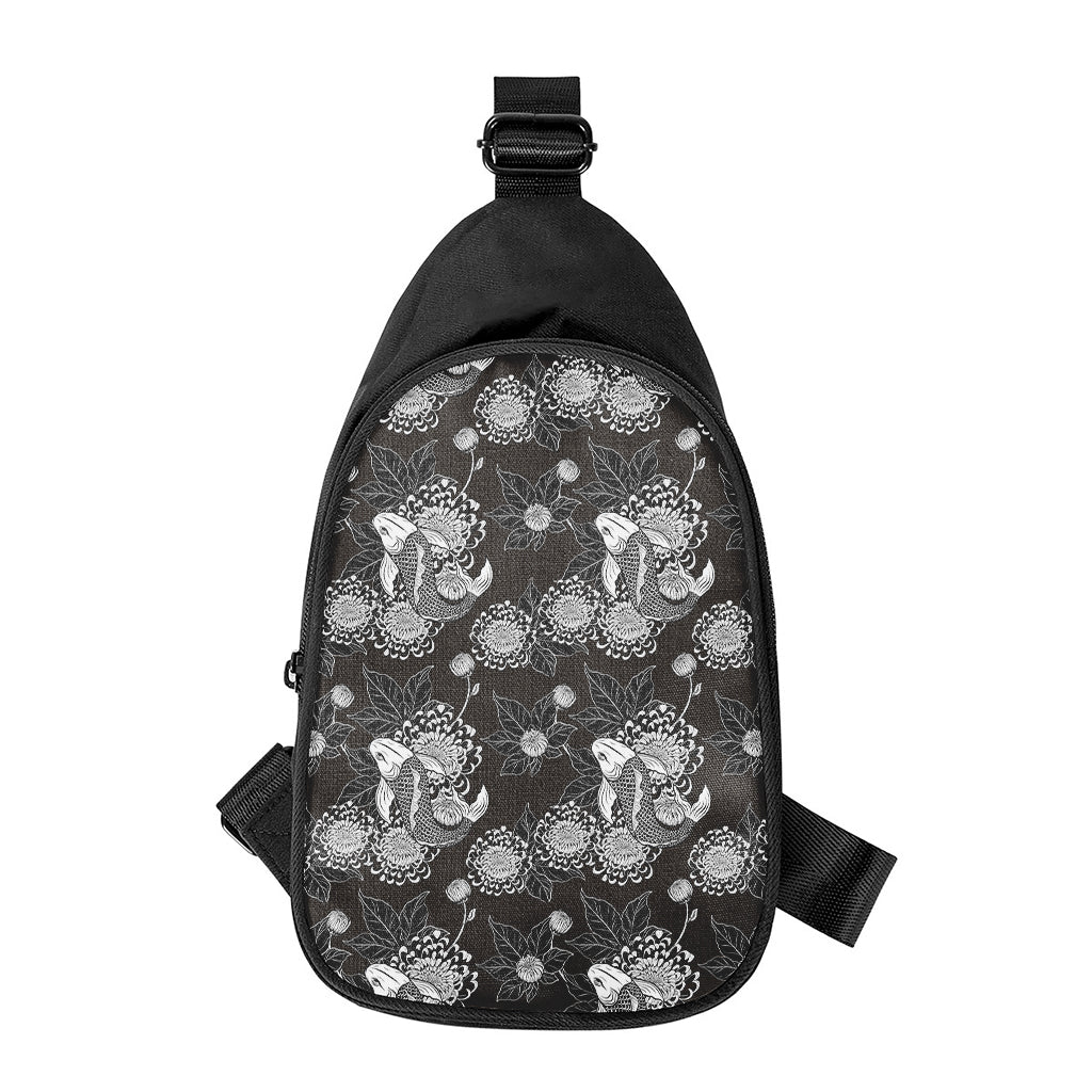 Koi Carp And Chrysanthemum Pattern Print Chest Bag