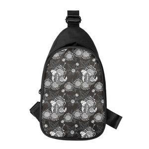 Koi Carp And Chrysanthemum Pattern Print Chest Bag