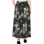 Koi Carp And Chrysanthemum Pattern Print Chiffon Maxi Skirt