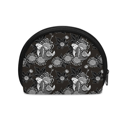 Koi Carp And Chrysanthemum Pattern Print Coin Purse