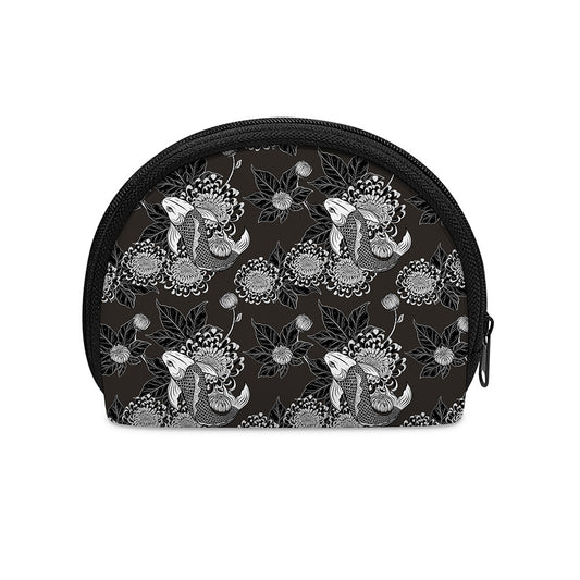 Koi Carp And Chrysanthemum Pattern Print Coin Purse