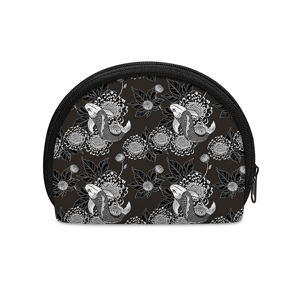 Koi Carp And Chrysanthemum Pattern Print Coin Purse