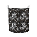 Koi Carp And Chrysanthemum Pattern Print Collapsible Laundry Basket