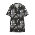 Koi Carp And Chrysanthemum Pattern Print Cotton Hawaiian Shirt