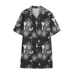 Koi Carp And Chrysanthemum Pattern Print Cotton Hawaiian Shirt