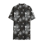 Koi Carp And Chrysanthemum Pattern Print Cotton Hawaiian Shirt