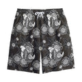 Koi Carp And Chrysanthemum Pattern Print Cotton Shorts