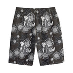 Koi Carp And Chrysanthemum Pattern Print Cotton Shorts