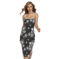 Koi Carp And Chrysanthemum Pattern Print Cross Back Cami Dress