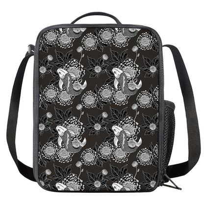 Koi Carp And Chrysanthemum Pattern Print Crossbody Lunch Bag