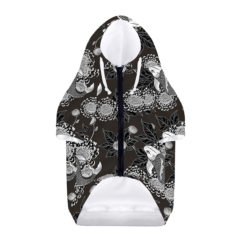 Koi Carp And Chrysanthemum Pattern Print Dog Zip Up Hoodie