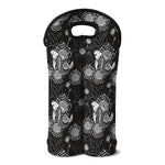 Koi Carp And Chrysanthemum Pattern Print Double Neoprene Wine Tote