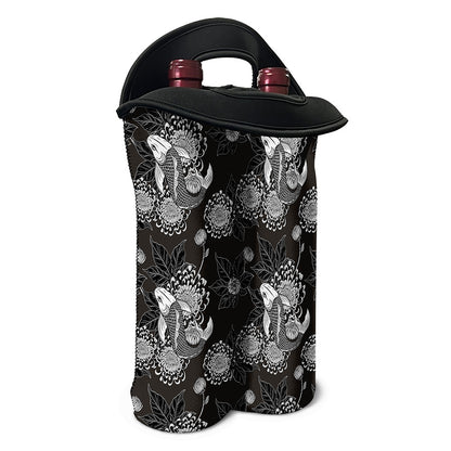 Koi Carp And Chrysanthemum Pattern Print Double Neoprene Wine Tote