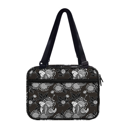 Koi Carp And Chrysanthemum Pattern Print Double Strap Bible Bag