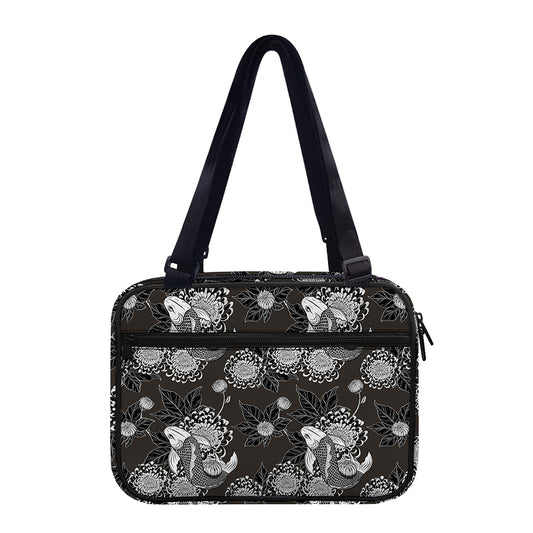 Koi Carp And Chrysanthemum Pattern Print Double Strap Bible Bag