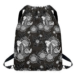 Koi Carp And Chrysanthemum Pattern Print Drawstring Backpack
