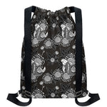 Koi Carp And Chrysanthemum Pattern Print Drawstring Backpack