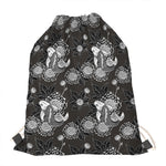 Koi Carp And Chrysanthemum Pattern Print Drawstring Bag