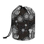 Koi Carp And Chrysanthemum Pattern Print Drawstring Makeup Bag