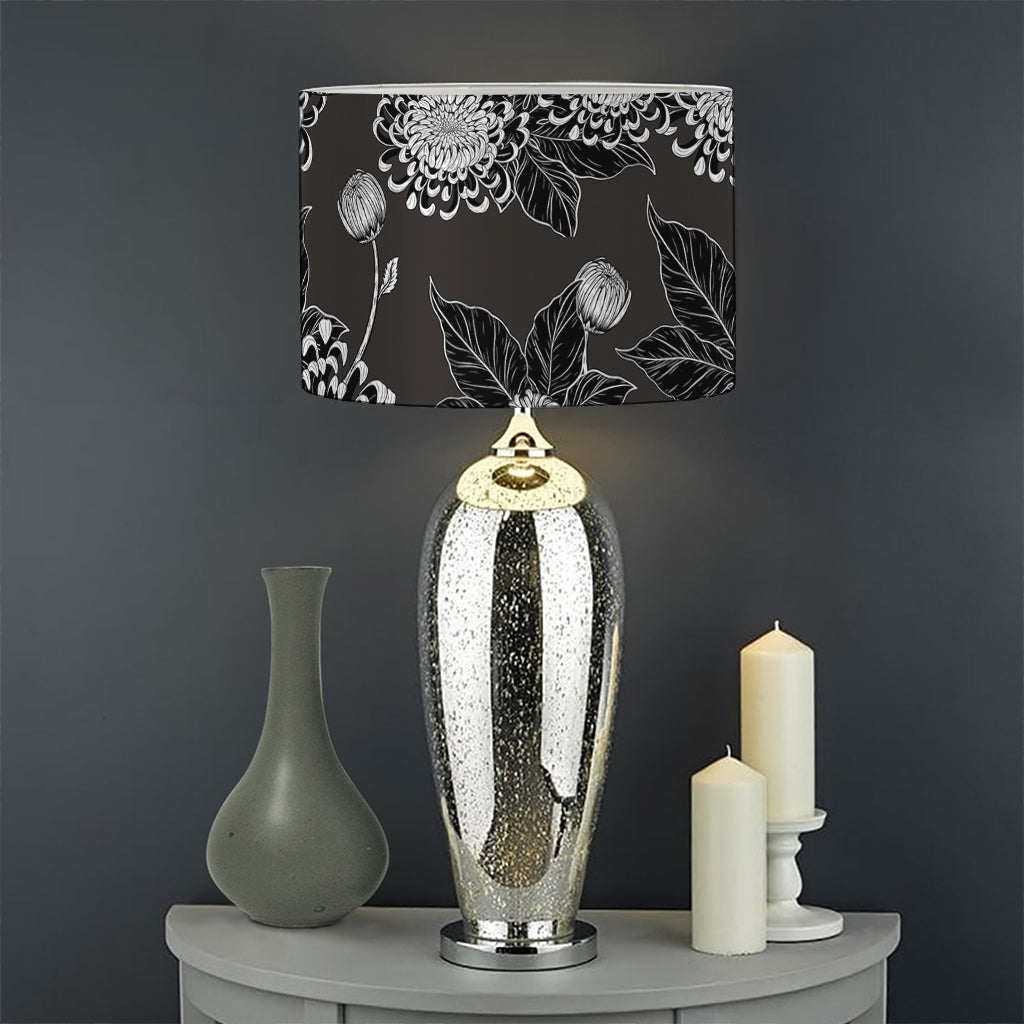 Koi Carp And Chrysanthemum Pattern Print Drum Lamp Shade