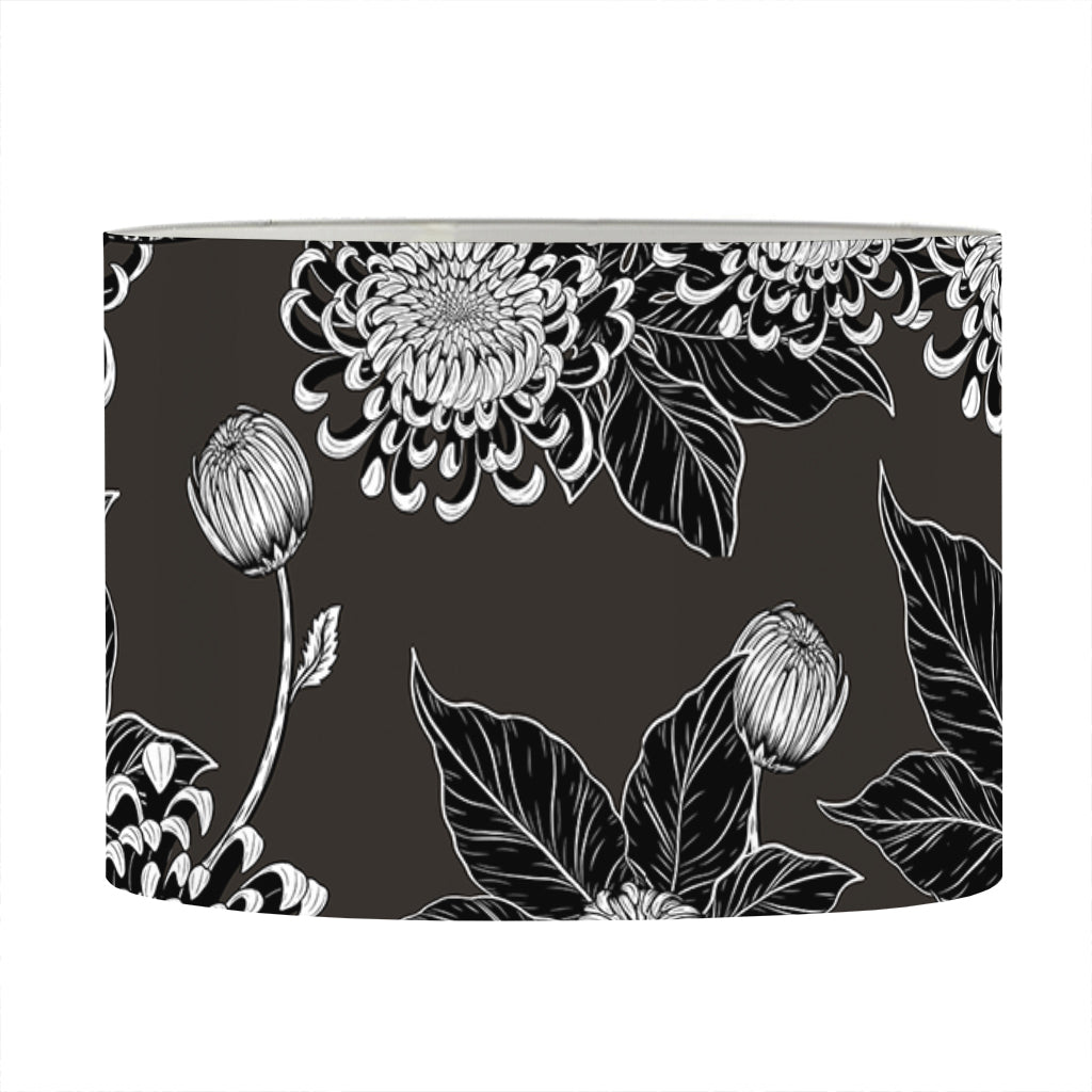Koi Carp And Chrysanthemum Pattern Print Drum Lamp Shade