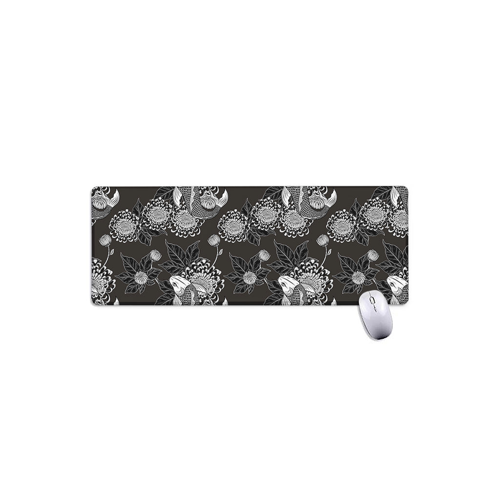 Koi Carp And Chrysanthemum Pattern Print Extended Mouse Pad