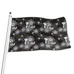 Koi Carp And Chrysanthemum Pattern Print Flag