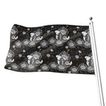 Koi Carp And Chrysanthemum Pattern Print Flag
