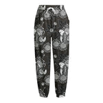 Koi Carp And Chrysanthemum Pattern Print Fleece Lined Knit Pants