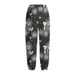 Koi Carp And Chrysanthemum Pattern Print Fleece Lined Knit Pants