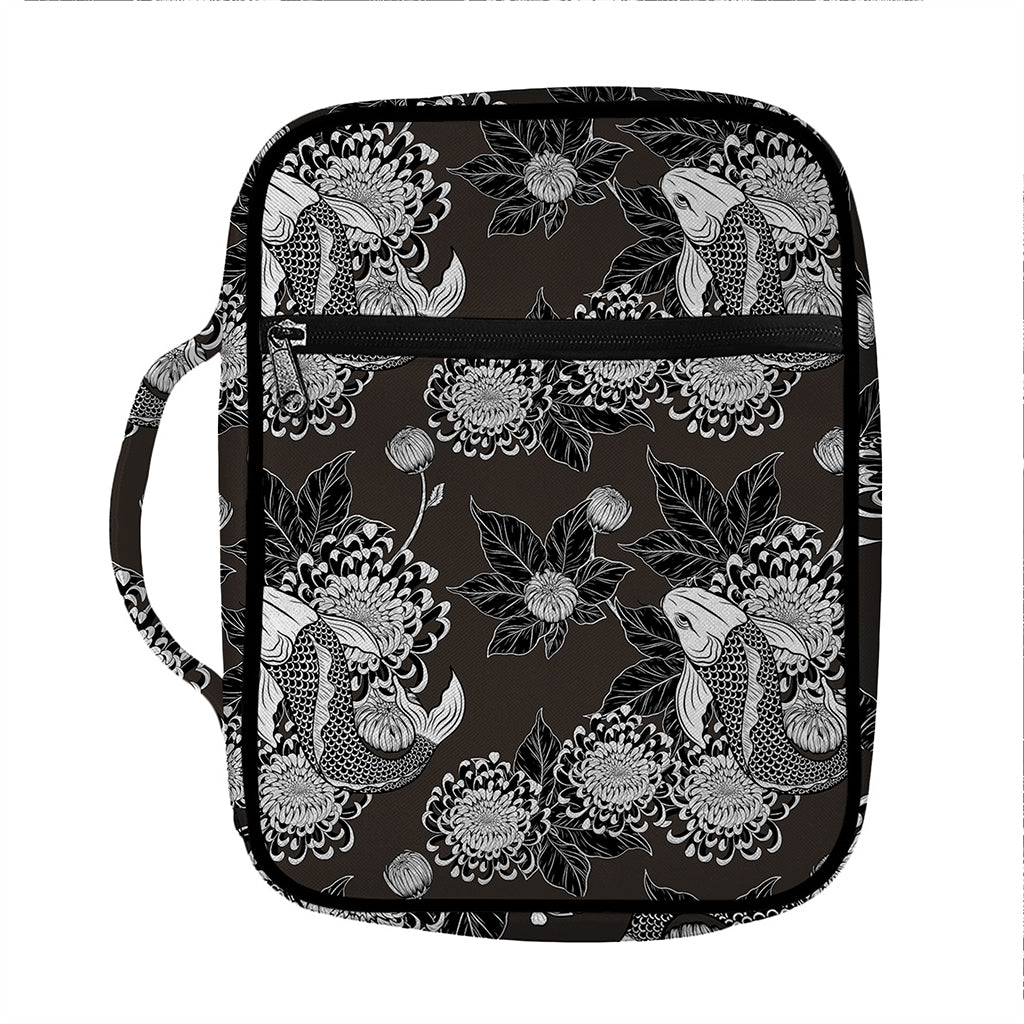Koi Carp And Chrysanthemum Pattern Print Front Pocket Bible Bag