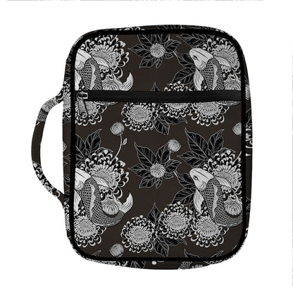 Koi Carp And Chrysanthemum Pattern Print Front Pocket Bible Bag